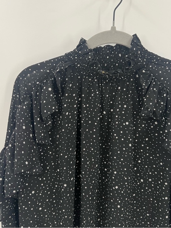Maje Black Star-Print Ruffle-Neck Blouse - Picture 4 of 11